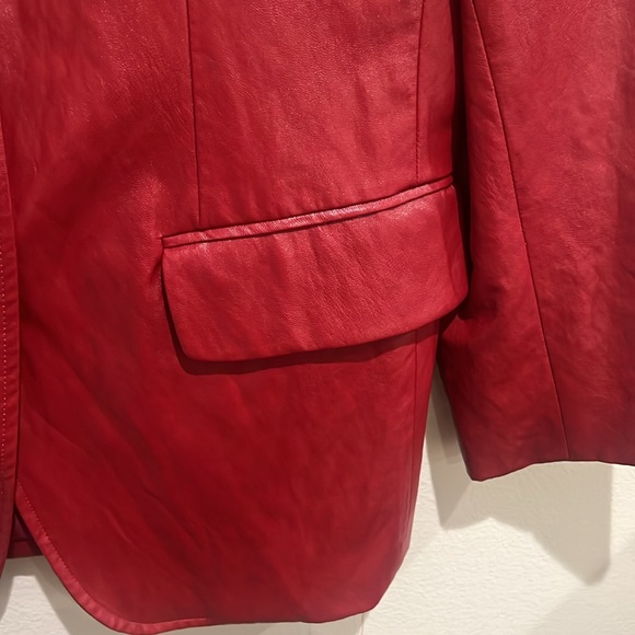 Storets Women’s Oversize Red/Burgundy
Faux Leather Blazer - Picture 2 of 7
